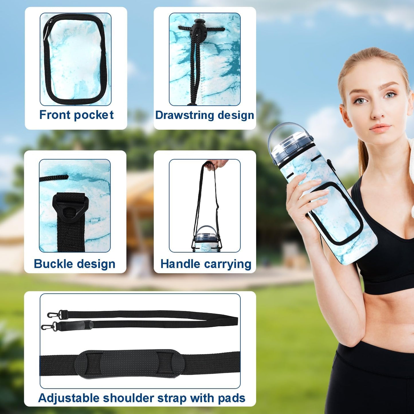 Ninja Storage Sleeve Bag - Portable Blender Case with Shoulder Strap & Accessory Pocket | Blue