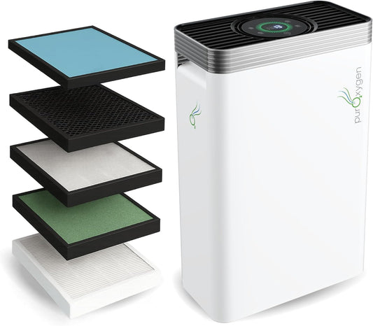 PURO²XYGEN Smart Air Purifier - Large Room Coverage Up to 2700 Sq Ft | H13 HEPA Filter, 4-Stage Filtration, WiFi App, Quiet Operation - Ideal for Smoke, Pollen, Pet Hair, Dust, Odors
