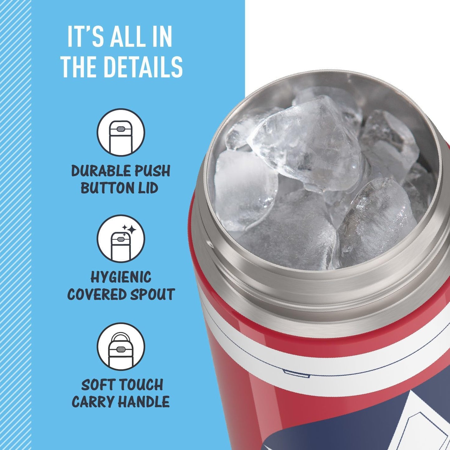 THERMOS FUNTAINER 16 Ounce Stainless Steel Vacuum Insulated Bottle - Wide Spout Lid, Captain America Design