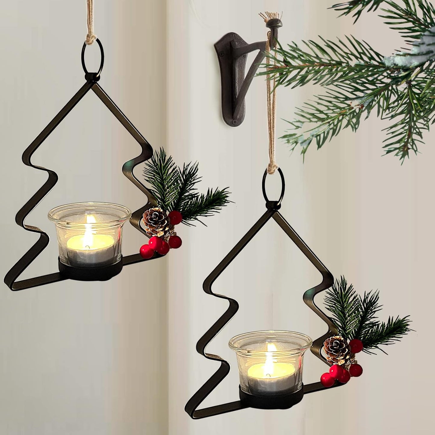 SHMILMH Glass Tealight Candle Holders - Set of 4 Black Votive Holders for Elegant Wall Decor