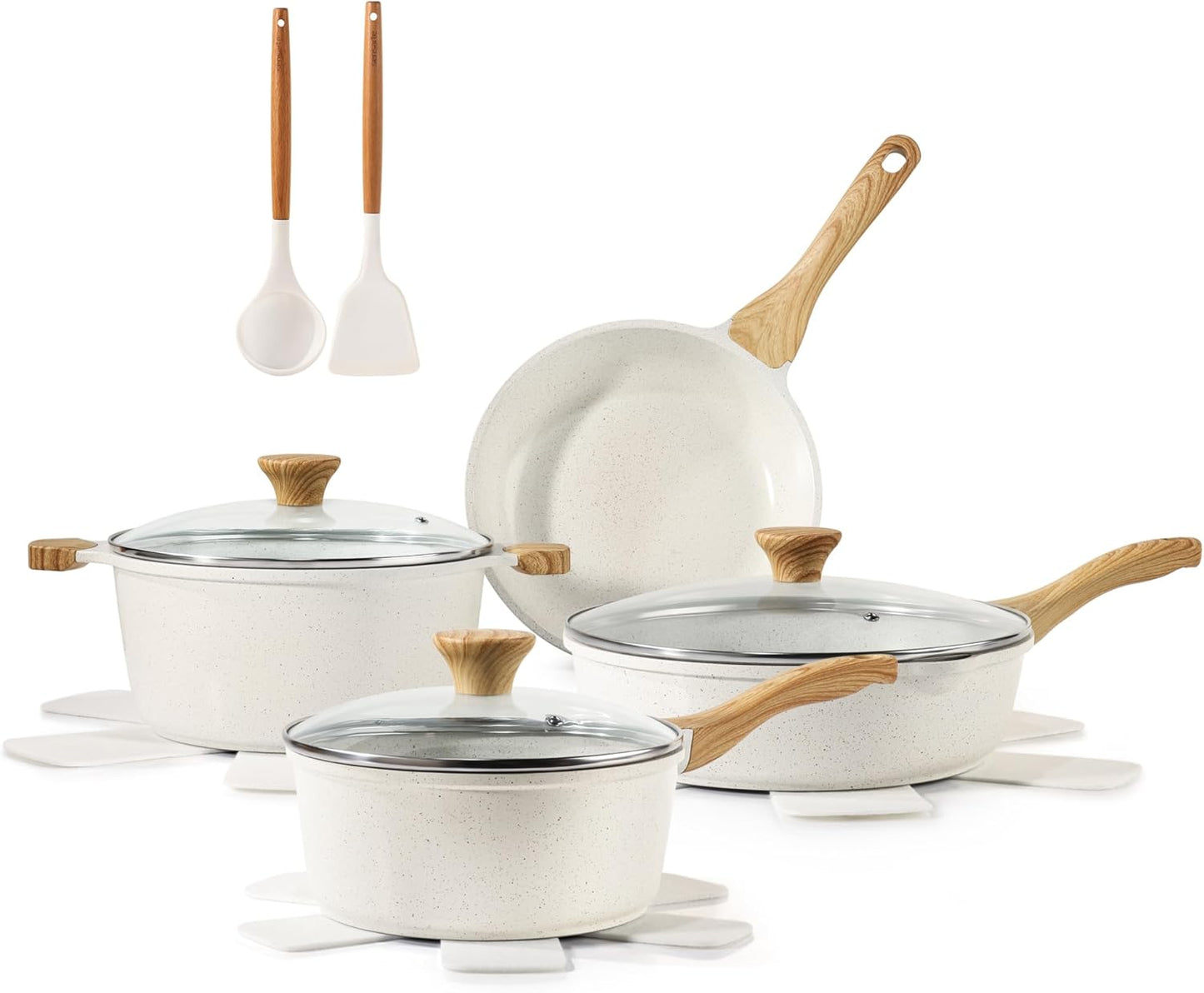 SENSARTE Nonstick Ceramic Cookware Set - 13-Piece Healthy Pots & Pans with Stay-Cool Handles & Silicone Tools