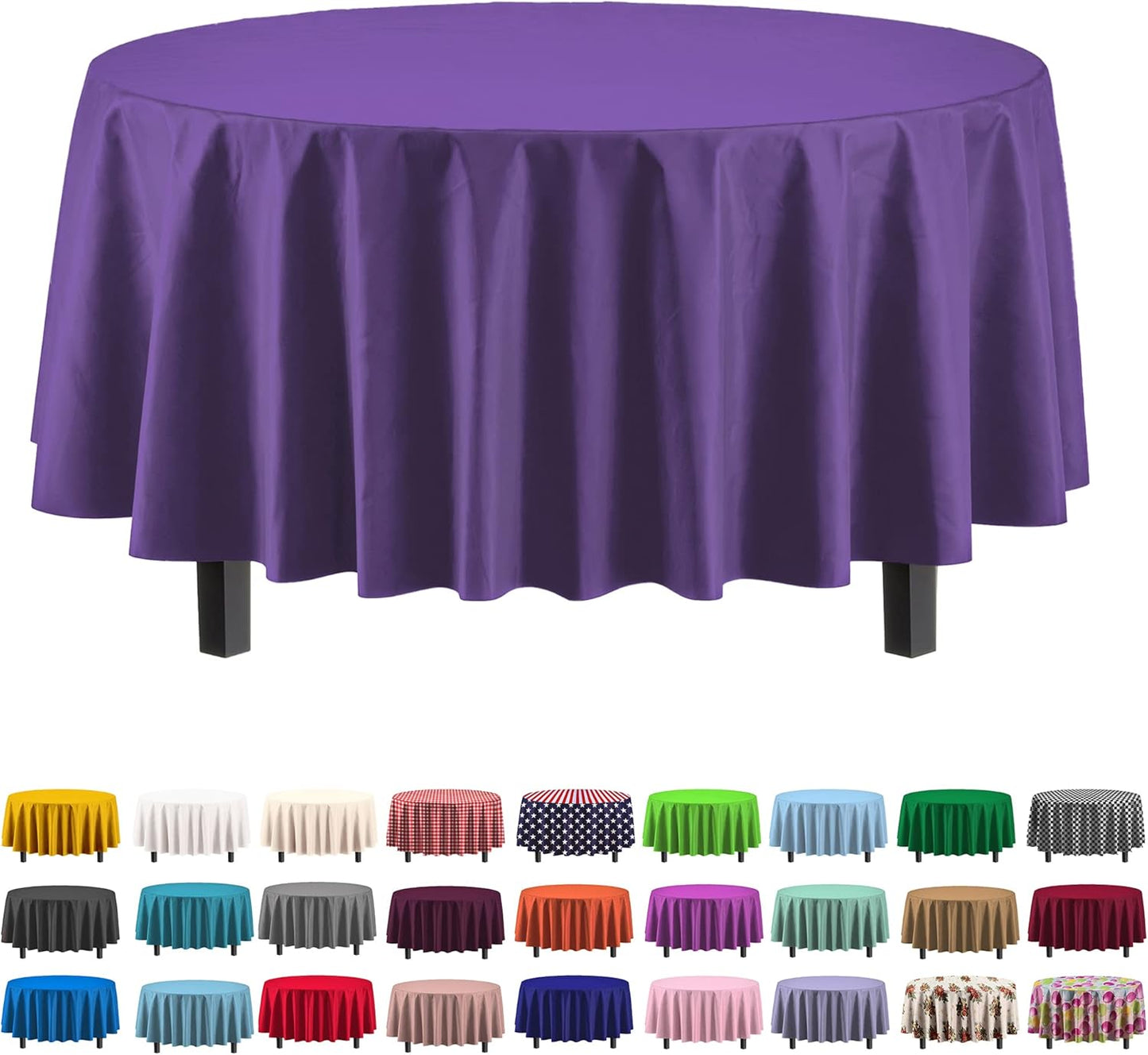 Ivory 84-Inch Round Tablecloth - 12-Pack Premium Plastic Party Supplies