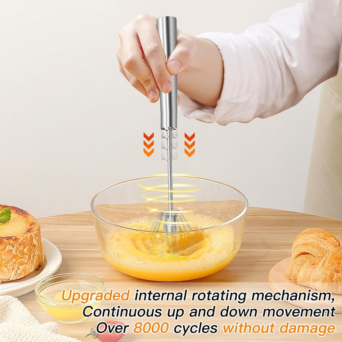 Qukaka Hand Mixer - Stainless Steel Egg Beater & Whisking Tool | 12-Inch Easy Whisk for Cooking