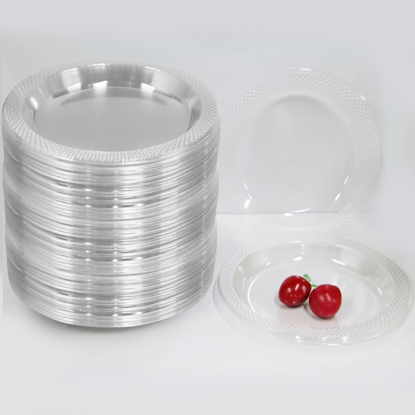 DEEZPOZ 6 Inch Clear Plastic Plates 100 Bulk Pack - Disposable Cake Plates for Dessert & Appetizers, BBQ, Party, Travel and Events,Recyclable (pack of 100 clear)