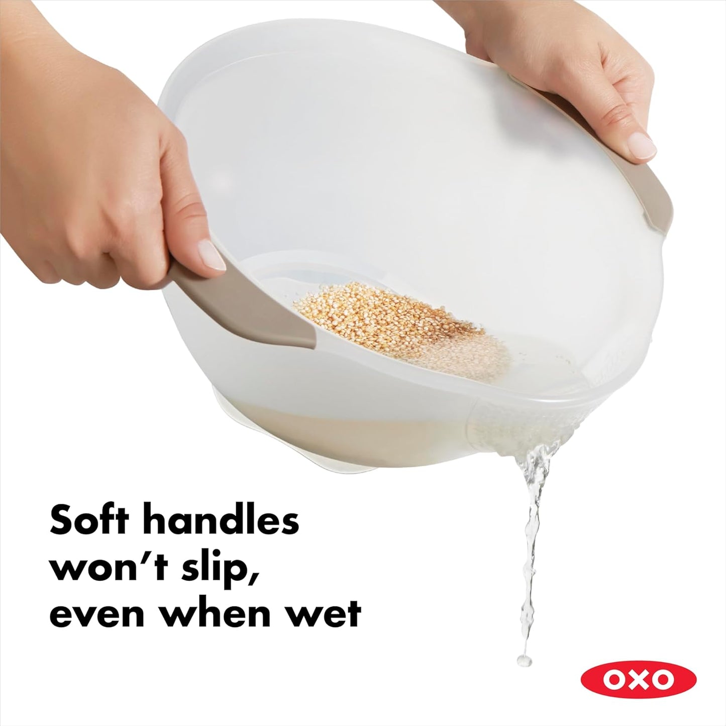 OXO Good Grips Colander - Perfect for Washing Rice & Small Grains | Durable & Easy to Use