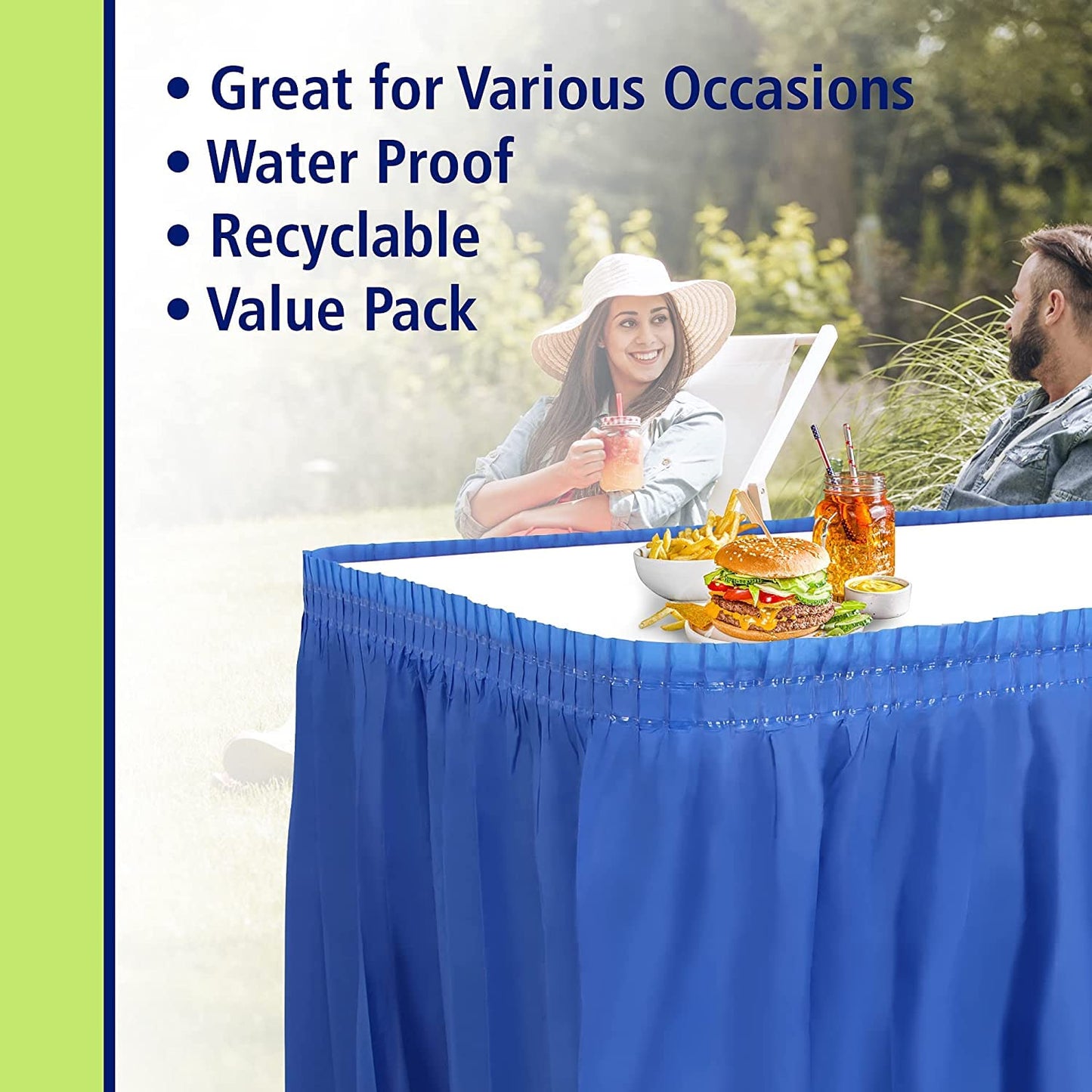 Party Dimensions Plastic Table Skirt, 29-Inches by 14-Feet - Blue - 1 Pack