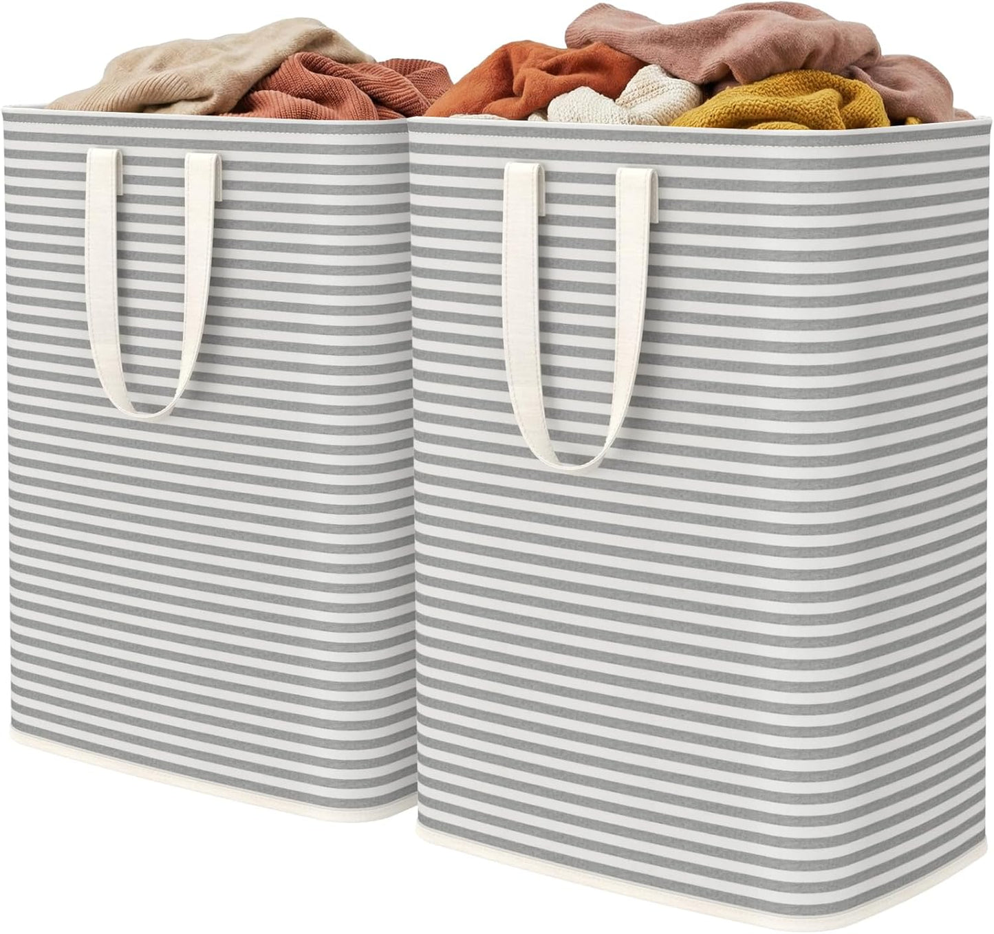 Lifewit Laundry Basket - 65L Collapsible Hamper with Reinforced Handles | Waterproof Design - Grey (2 Pack)