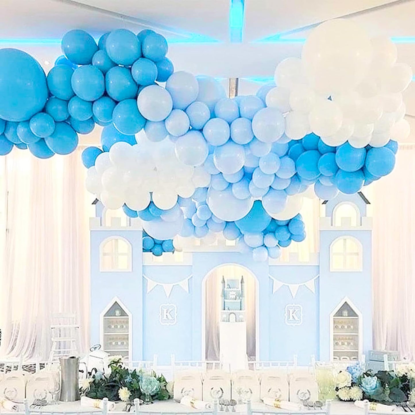 PartyWoo Light Blue Balloons 4pcs 36 Inch Baby Pastel Blue Latex Helium Balloons for Baby Shower Wedding Gender Reveal Graduation Mermaid Birthday Pool Anniversary Beach Party Decorations Blue-Y20