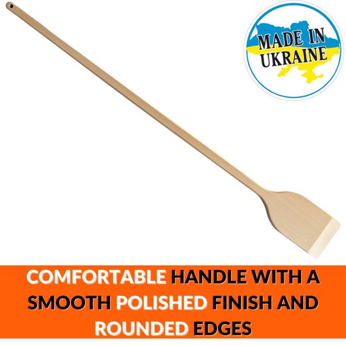36-in Beech Heavy Duty Wooden Mixing Paddle - Made in Ukraine - Handle Long Stir for Cooking Cajun Crawfish Boil and Brewing Beer - Stirring Spatula for Brewing Mixing Grill Camping in Big Stock Pots