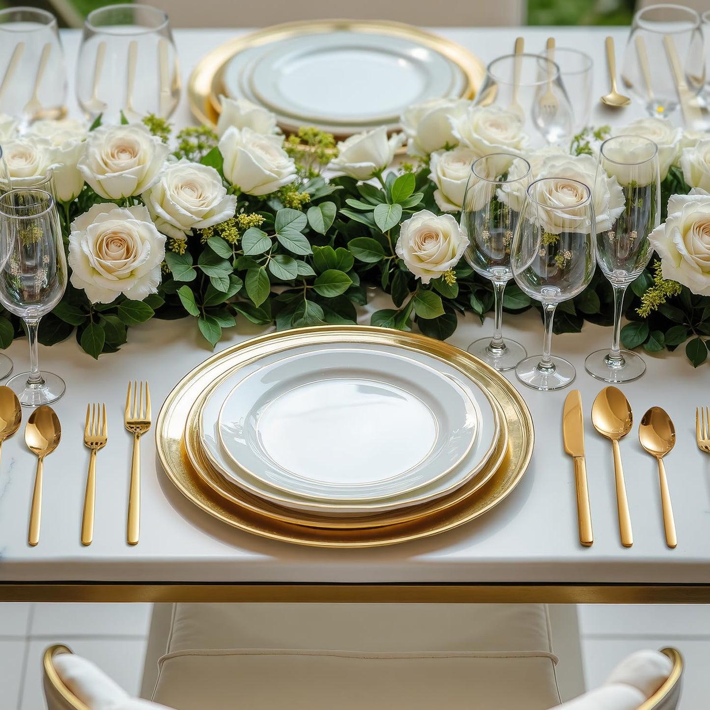KINGSTONE Gold Silverware Set, 40 Piece Flatware Cutlery Set for 8, 18/10 Stainless Steel Silverware Mirror Polished Dishwasher Safe for Home, Restaurant, Wedding, Party(Gold, 40 pieces for 8)