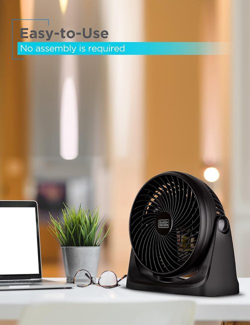 BLACK+DECKER 7-Inch Portable Turbo Fan - 3-Speed Desktop Cooling with 90° Tilt Angle, Black
