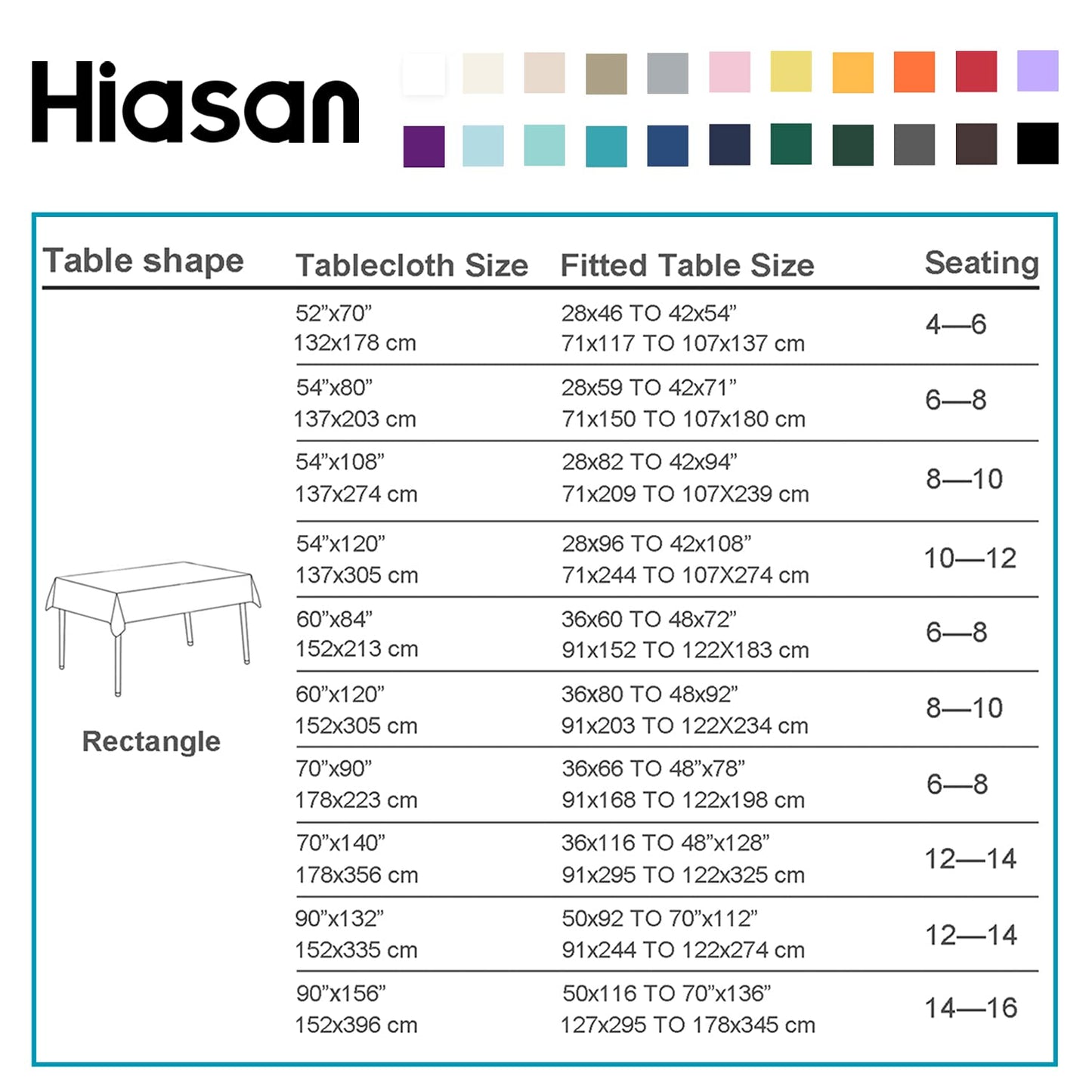 Hiasan White Rectangle Tablecloth - Waterproof Washable Polyester Fabric Table Cloth for Buffect Dining Birthday Party Wedding, 54 x 80 Inch