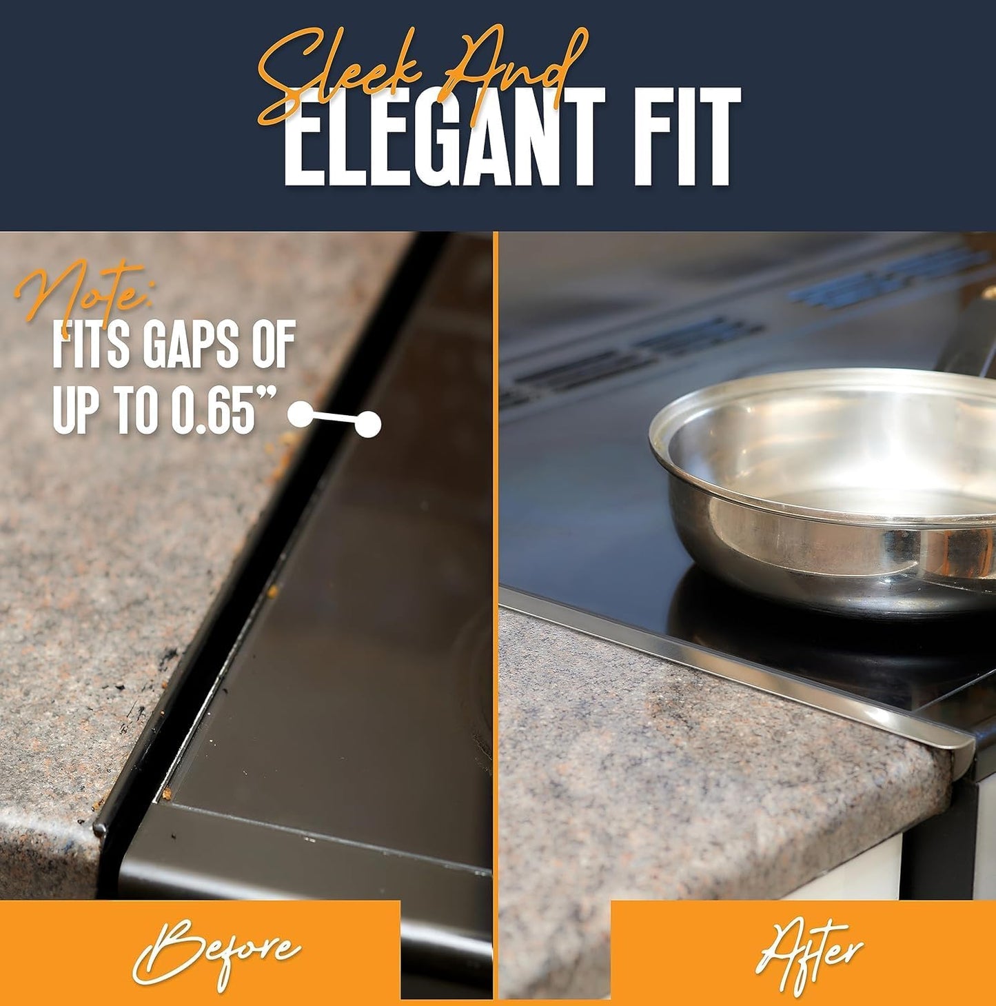 Linda’s Essentials Stainless Steel Stove Gap Covers - Heat Resistant Oven Filler (2 Pack, 23.4 Inches, Silver)