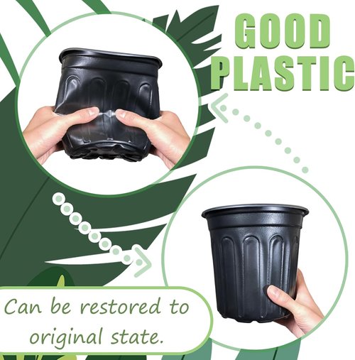 Jgalnim 60-Pack 1 Gallon Nursery Plant Pots - Durable Flexible Plastic Seedling Containers for Succulents & Cuttings | Black
