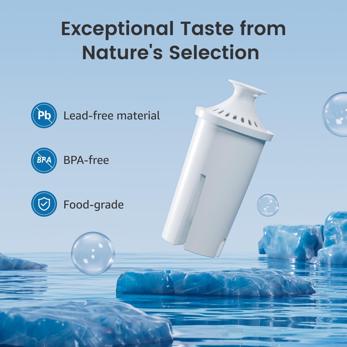 AQUA CREST CF06A Replacement for Brita® Filter, Brita® Water Pitchers and Dispensers, Classic OB03, Mavea® 107007, and More, NSF Certified Pitcher Water Filter, 4 Pack