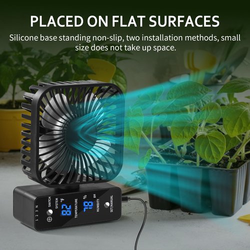 DAOTAILI 2-Pack 4” Grow Tent Fan With Temperature And Humidity Meter,Automatic Humidity Control,Oscillating Fan For Hydroponic Ventilation Circulation With Clips,Adjustable Speed Quiet Greenhouse