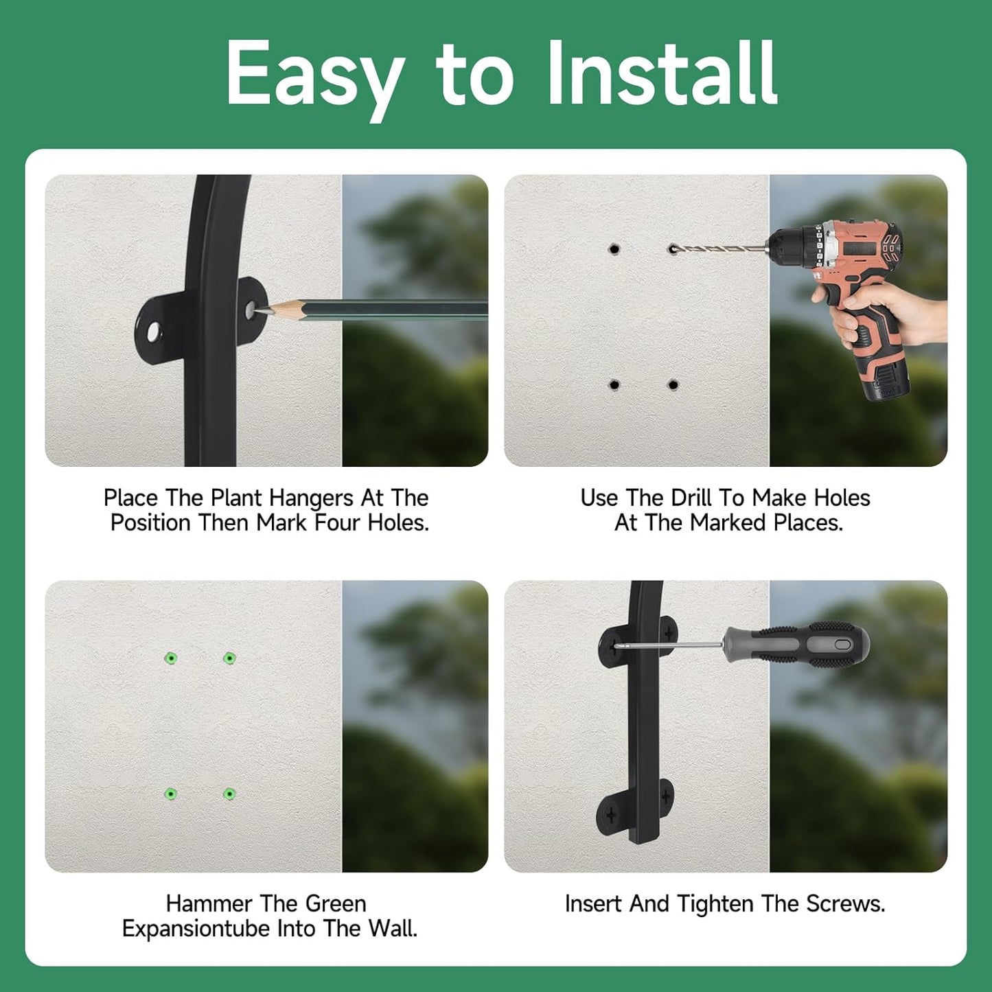 Sturdy 12-Inch Plant Hanger Hooks by [Brand Name] - Versatile Bracket for Indoor/Outdoor Use | Black