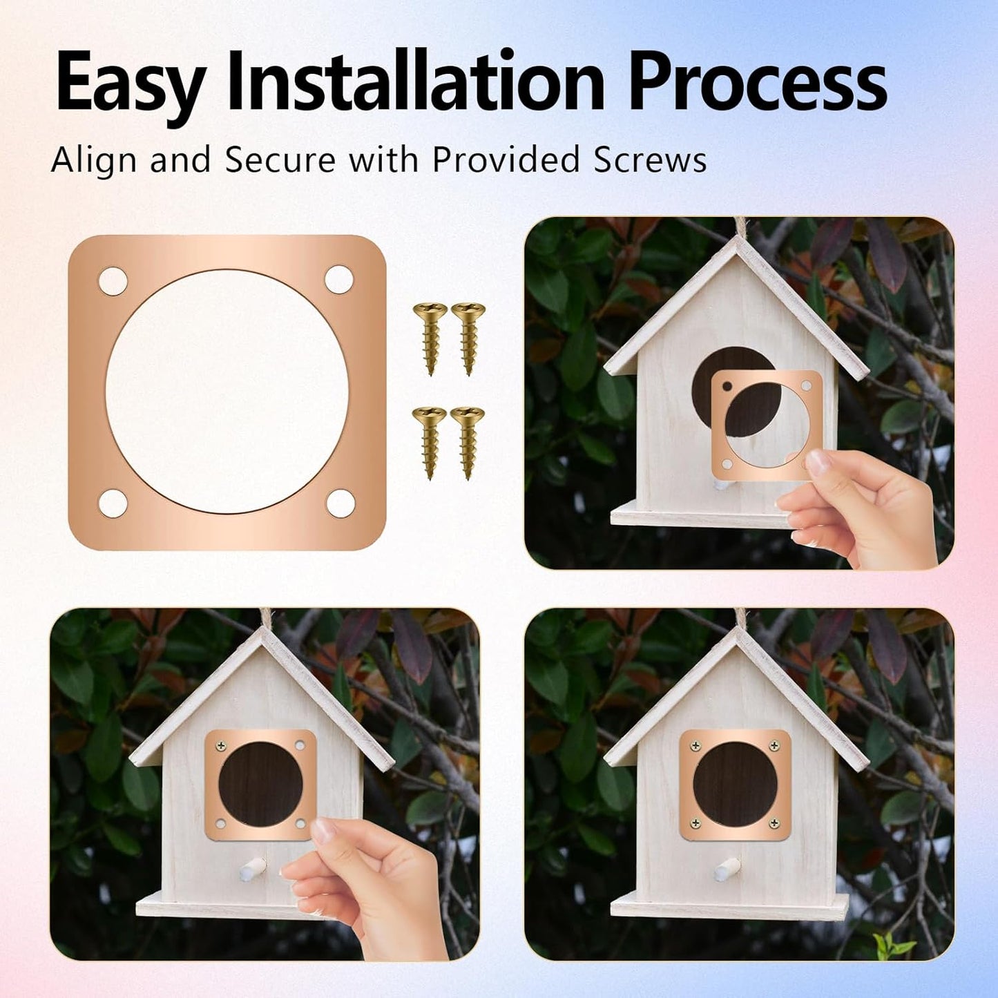 Skiennix Birdhouse Predator Guard - Copper Portal Metal Protector for Eastern Bluebirds | 1.5-Inch Hole