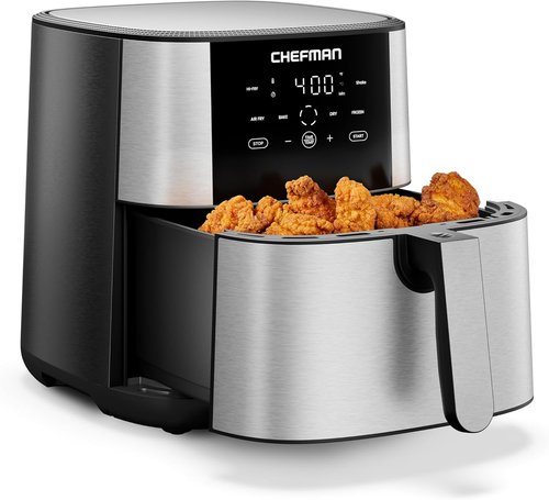Chefman Air Fryer 8 Qt - TurboFry® 4-in-1 with 450°F Hi-Fry Option for Crispier Results | XL Nonstick Basket