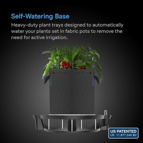 AC Infinity Self-Watering Fabric Pot Base - 4-Pack Auto-Irrigation System with Reservoir Meter for Indoor & Outdoor Gardens