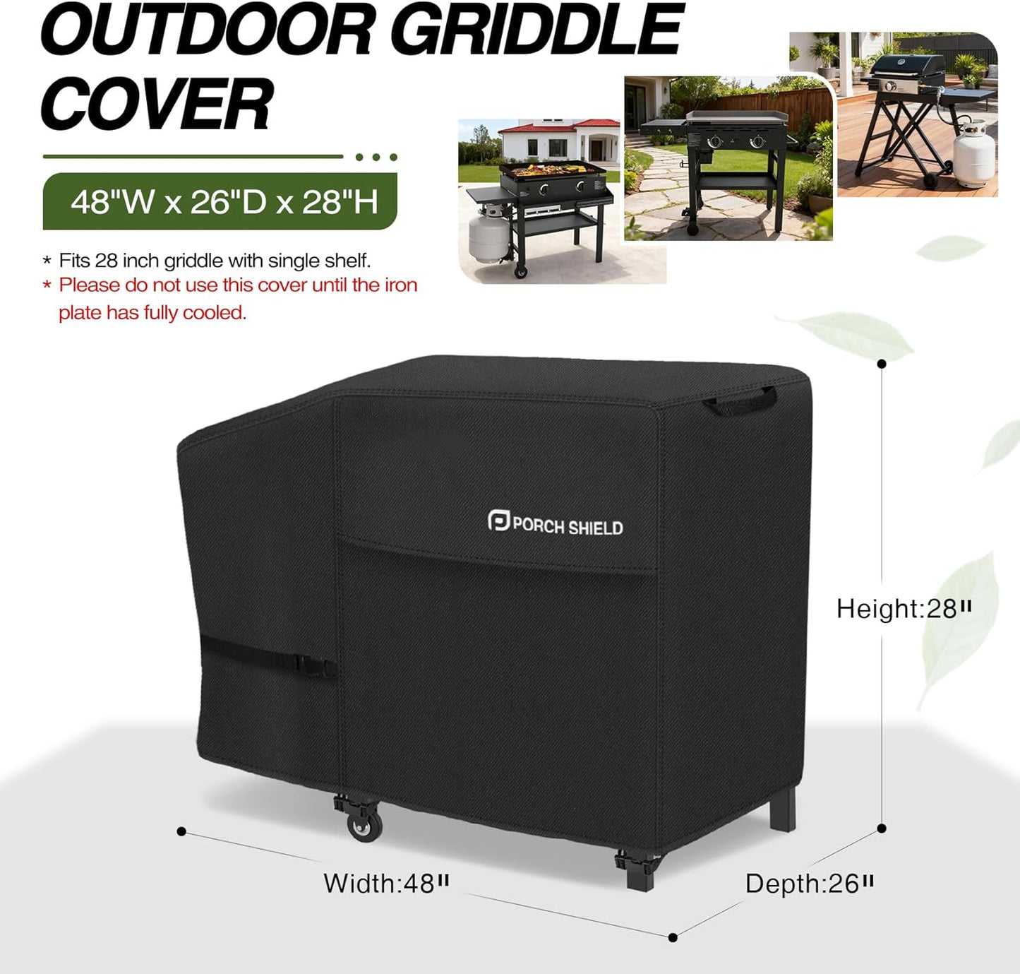 Porch Shield Griddle Cover - Waterproof & Fade Resistant for 28" Blackstone Griddle | Fits Most 2 Burner Grills