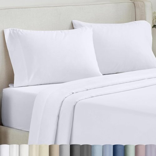 California Design Den Pillowcases - Soft & Silky 500 Thread Count 100% Cotton | Queen Size, Pure White