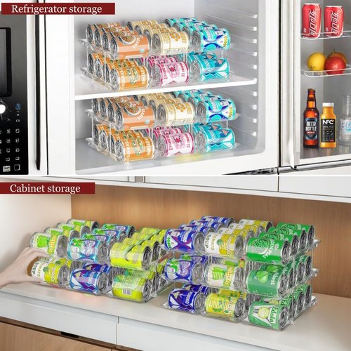 Attelite Can Organizer - 2-Tier Stackable Storage for 24 Cans | Clear Pantry & Fridge Solution