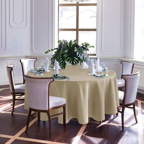 Biscaynebay Textured Fabric Round Tablecloths 90" for Round Tables diameters from 30" to 78", Natural Water Resistant Folding Table Covers Washable for Dining, Kitchen, Wedding, Parties etc