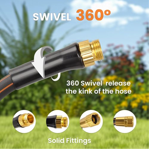 Giraffe Tools Garden Hose - 100ft Heavy Duty Flexible Hybrid Hose with Swivel Handle | Lightweight Design