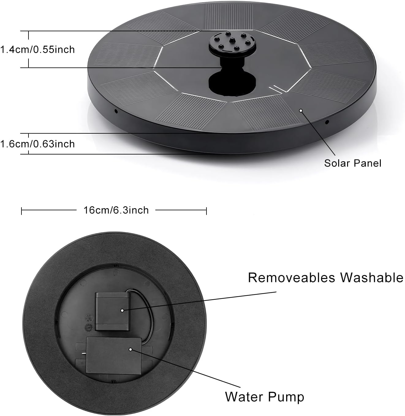 Skiennix Solar Bird Bath Fountain - Free Standing Floating Water Pump for Garden & Pond