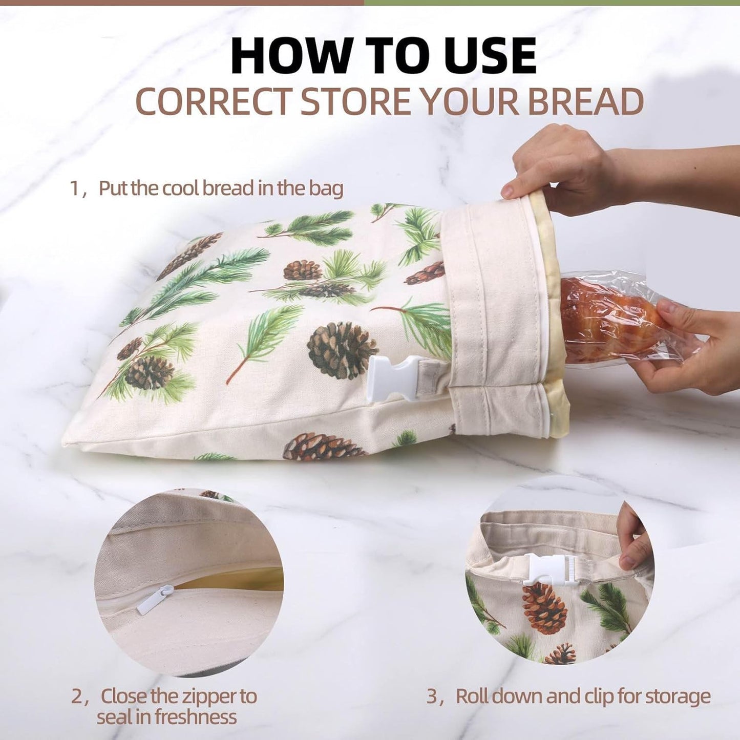 Skiennix Reusable Beeswax Bread Bags - Eco-Friendly Cotton Sourdough Storage | Large 2-Pack