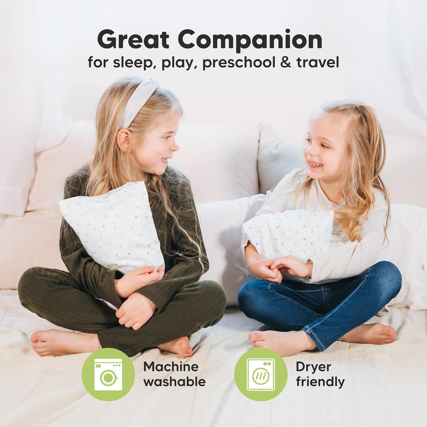 My Little Dreamy Mini Toddler Pillow - Soft Organic Cotton Travel Pillow with Case | 9x13 Inches for Kids 2-4 Years Old