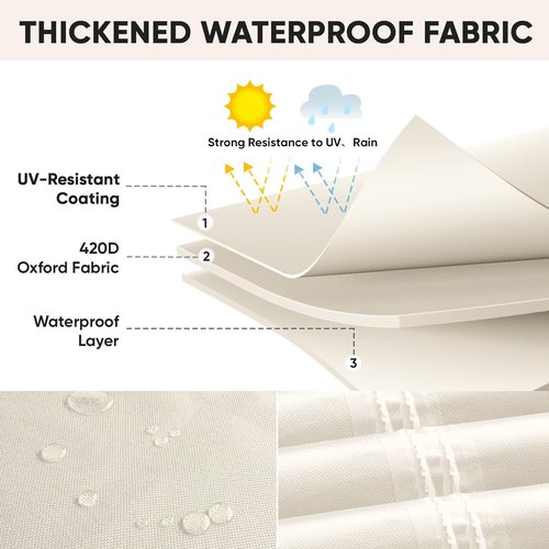BALEINE Outdoor Furniture Covers - Waterproof Heavy Duty Oxford Table Cover | Beige 108"L×82"W×28"H