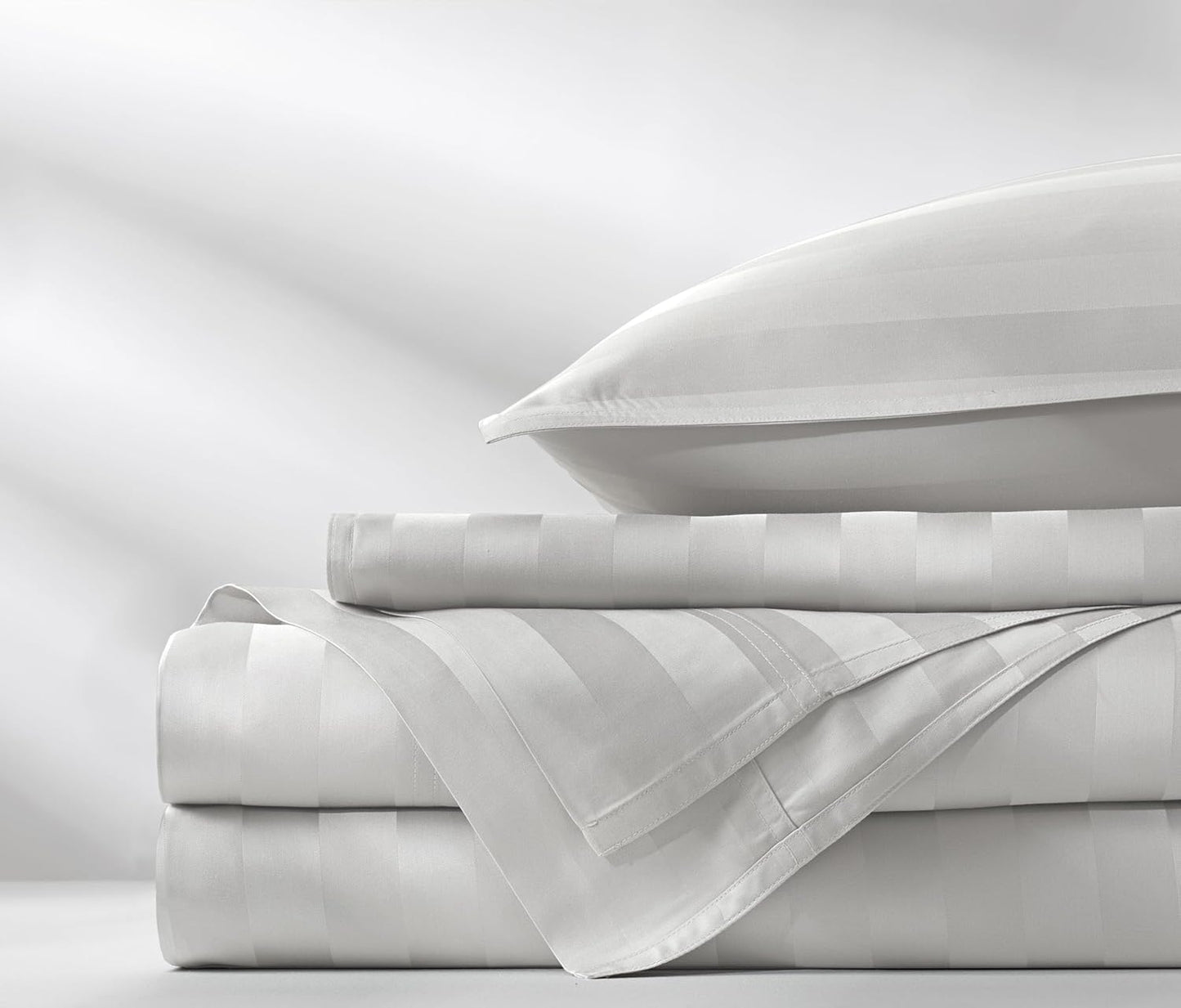 Pure Bamboo King Sheets - Luxuriously Soft & Cooling 100% Organic Viscose Bed Sheet Set | Jacquard White, 2-Year Quality Promise