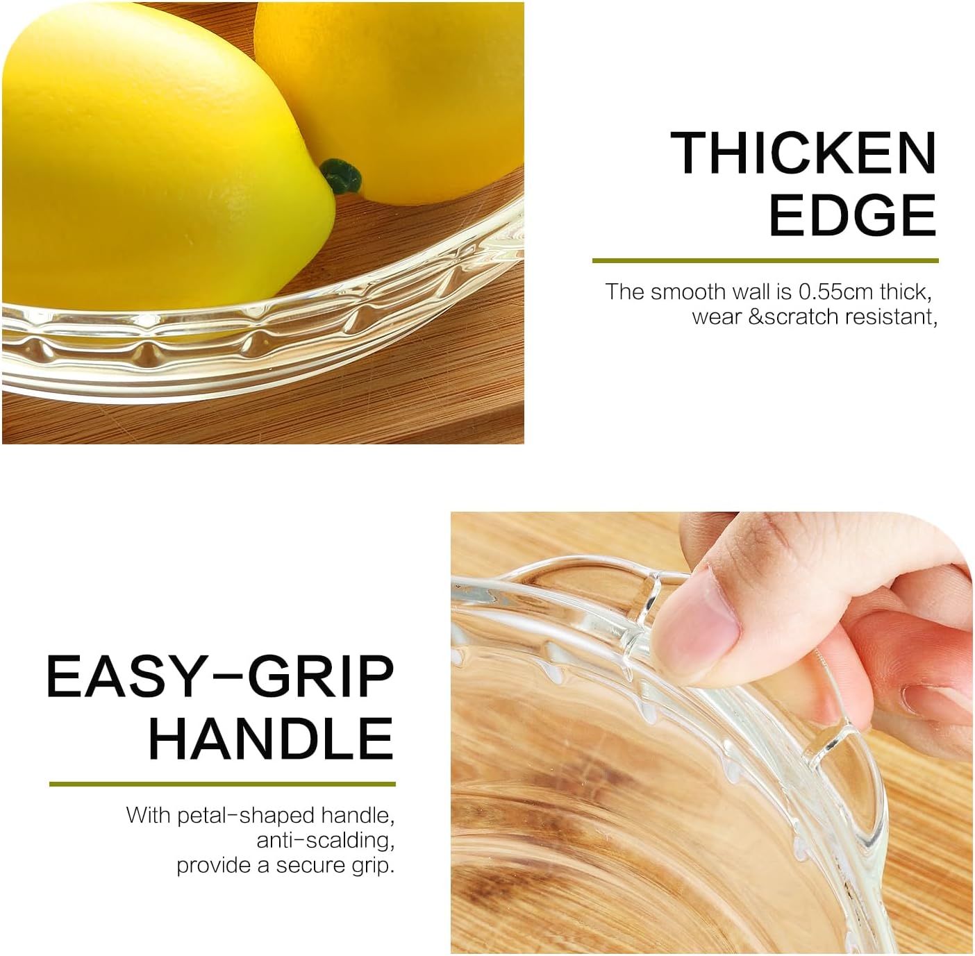 MCIRCO Glass Pie Plates Set - Deep Baking Dishes with Handles (7"/8"/9"/10") - Perfect for Serving Pies
