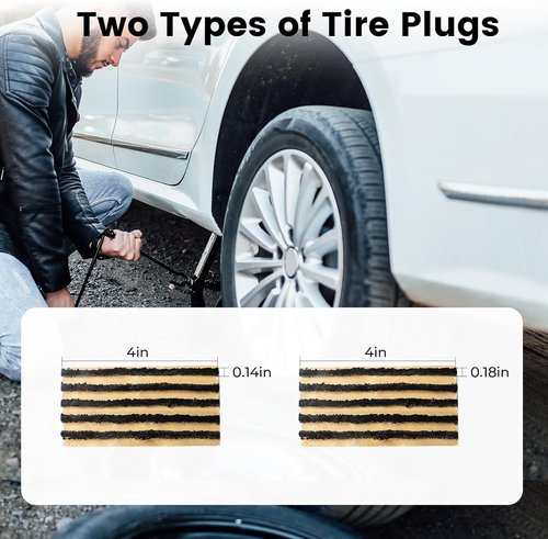 ETENWOLF Heavy-Duty Tire Repair Kit - 16 Pcs Plug Set for Cars, Motorcycles, ATVs, Trucks & More (Grey)