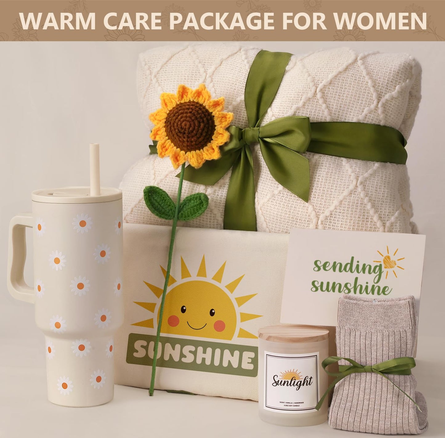 Sunshine Gift Box for Women - Sunflower Gifts for Best Friends Box of Sunshine - Thinking of You Self Care Get Well Soon Gift Baskets for Women - Care Package Birthday Gifts Boxes for Woman, Mom, Girl