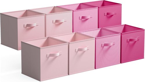 Granny Says 11-Inch Cube Storage Bins - Fabric Collapsible Organizer with Handle | Pink Gradient, 8-Pack