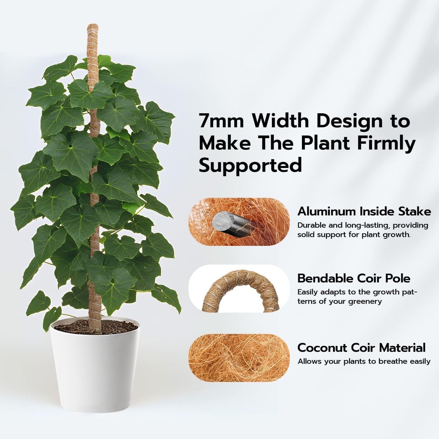 Mcbazel 47'' Bendable Moss Pole - Durable Coir Plant Support Stake for Monstera & Climbing Plants