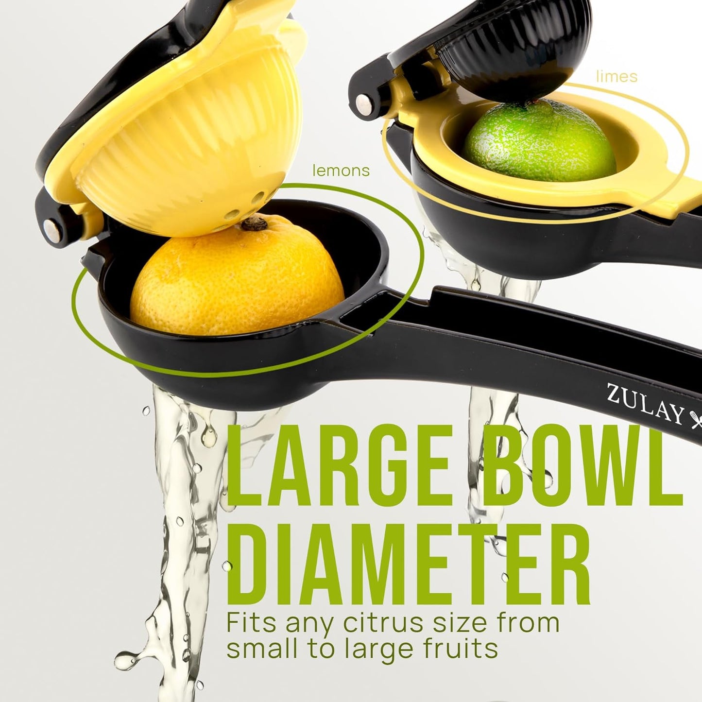 Zulay Kitchen 2-in-1 Lemon Squeezer - Sturdy Hand Juicer for Maximum Juice Extraction | Easy-Clean Black/Yellow