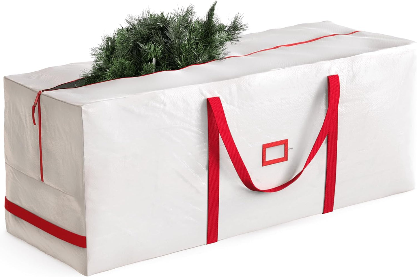 Zober Christmas Tree Storage Bag | Fits 9 Ft Artificial Trees - Waterproof & Durable with Label Slot - White
