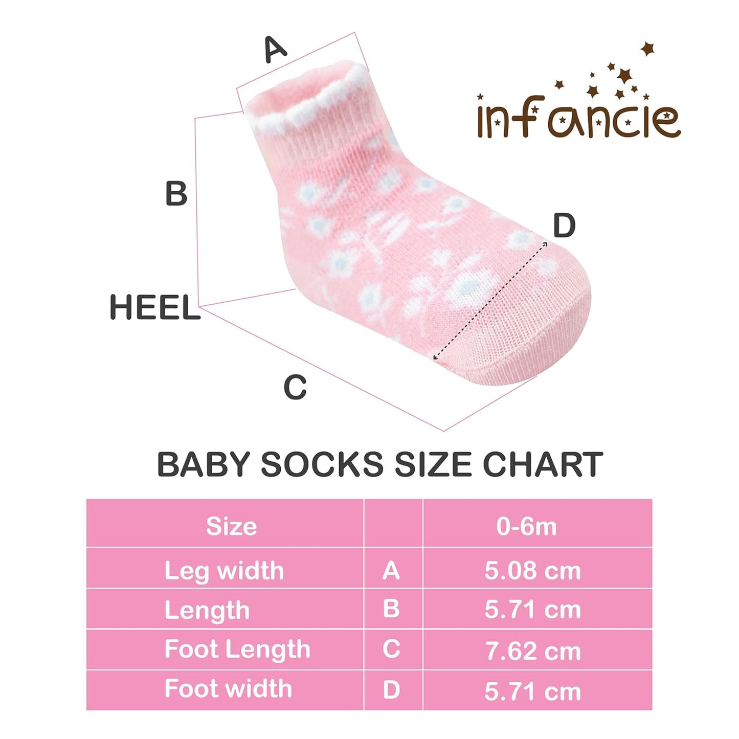 Organic Cotton Baby Socks - GOTS Certified Soft & Breathable | 6 Pairs for Newborn Girls 0-6 Months