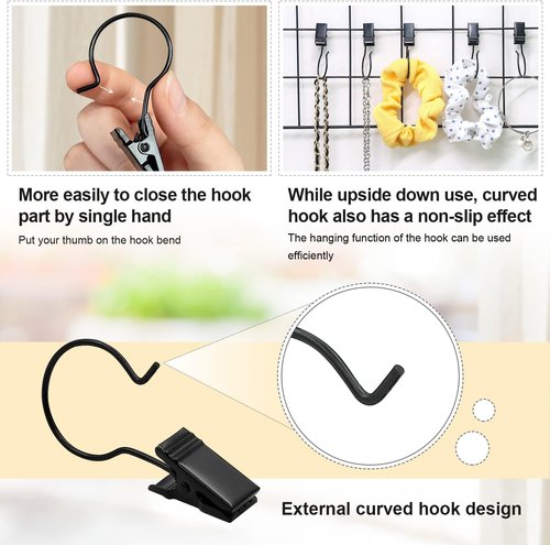 Coideal Curtain Clips - 60 Pack Metal Hooks for Outdoor Christmas Lights | Black Gutter Hanging Clips