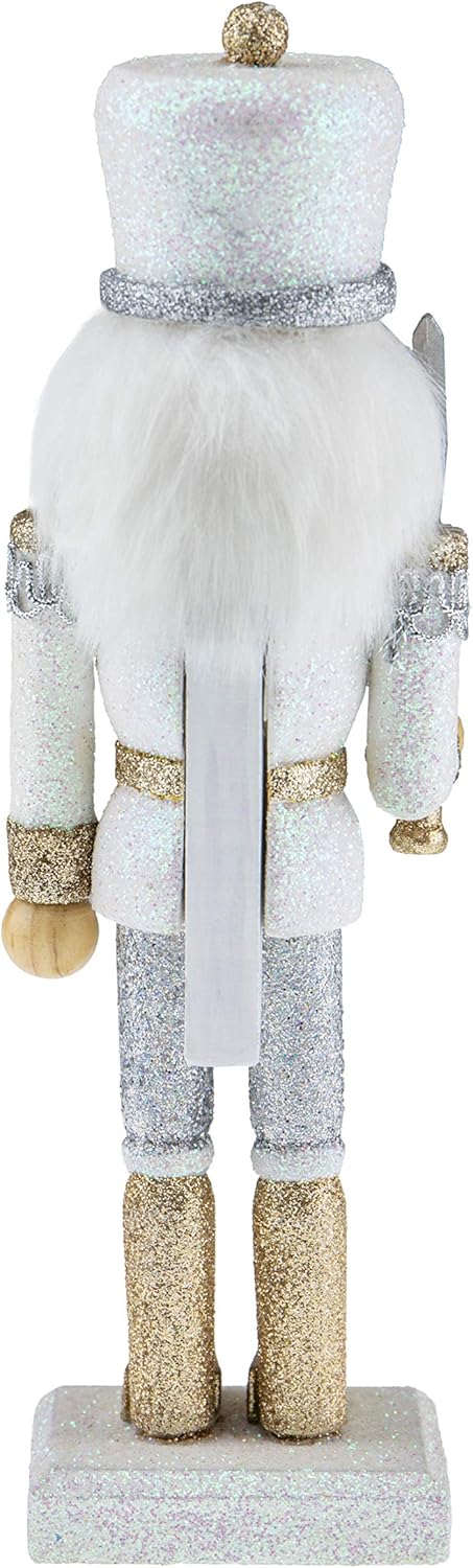 10-Inch White King Wooden Nutcracker - Festive Christmas Décor for Shelves