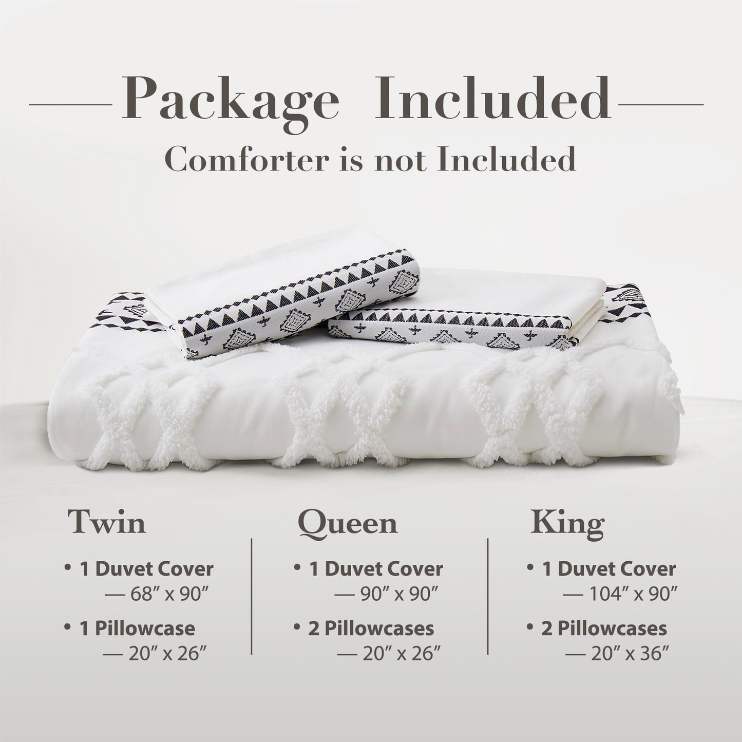 Oli Anderson Boho Duvet Cover Set Queen Size, Black and White Color Clash 3 PCS Microfiber Bedding Set, Durable and Super Soft Duvet Covers with Zipper and Ties, 90"*90"