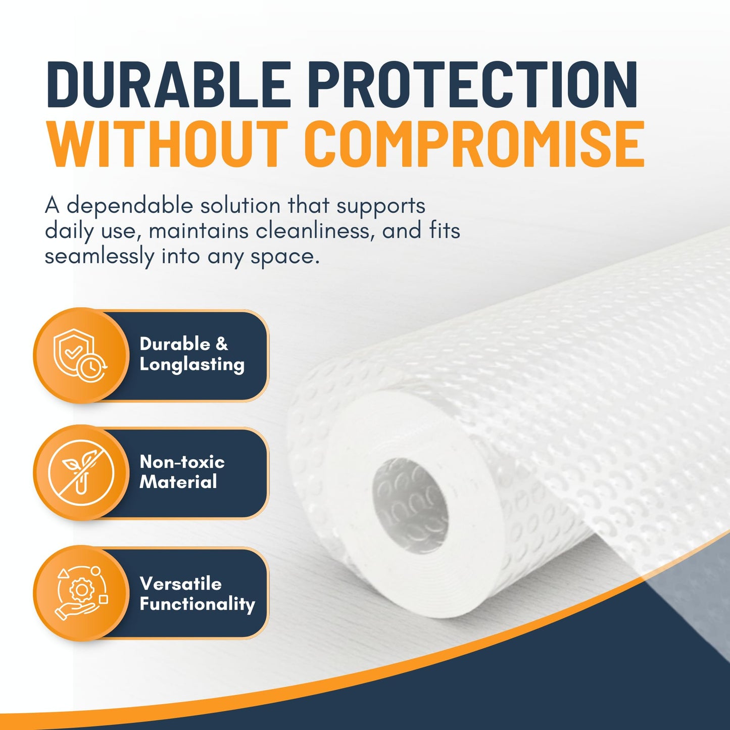 Shelf Liner Drawer Liner for Kitchen Cabinets Non-Adhesive by Linda’s Essentials (12 x 120 Inches) - Non-Slip Easy Clean Kitchen Cabinet and Cupboard Protector, Waterproof Mat, Clear Roll