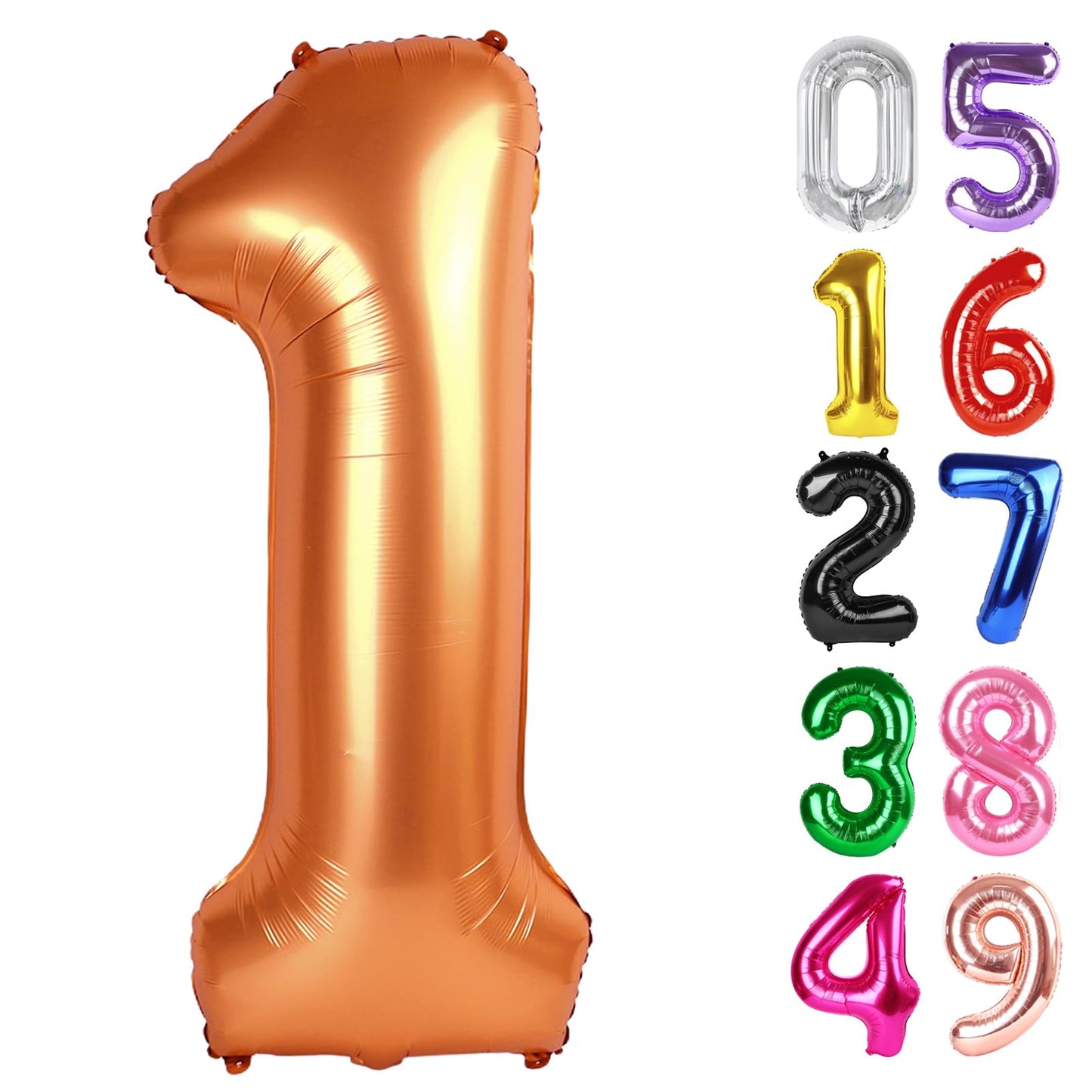 Orange Number 1 Balloon 40 Inch, 1st Birthday Balloon for Baby Boy Girl Toddler First Birthday Decorations, Shiny Orange Party Supplies