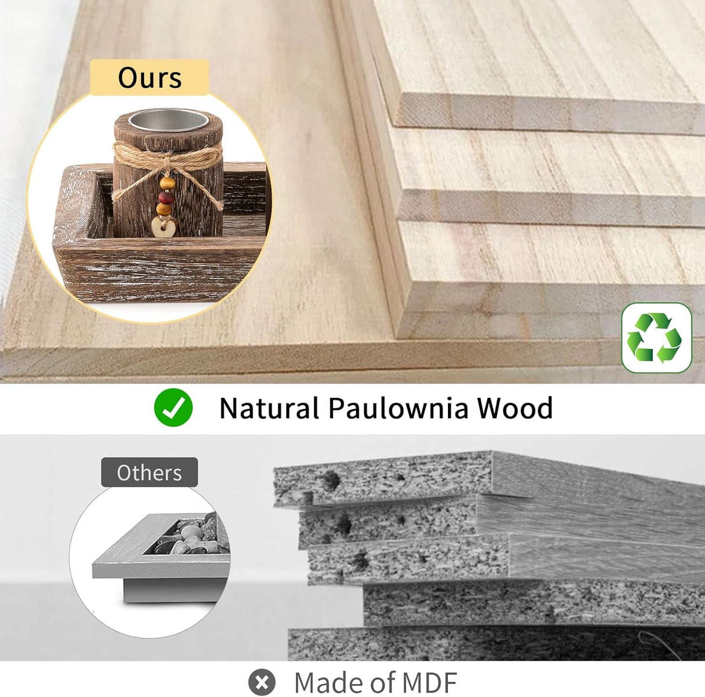 Romadedi Boho Wooden Tray Candle Holder Set - 4 Tealight Holders for Farmhouse Coffee Table Decor