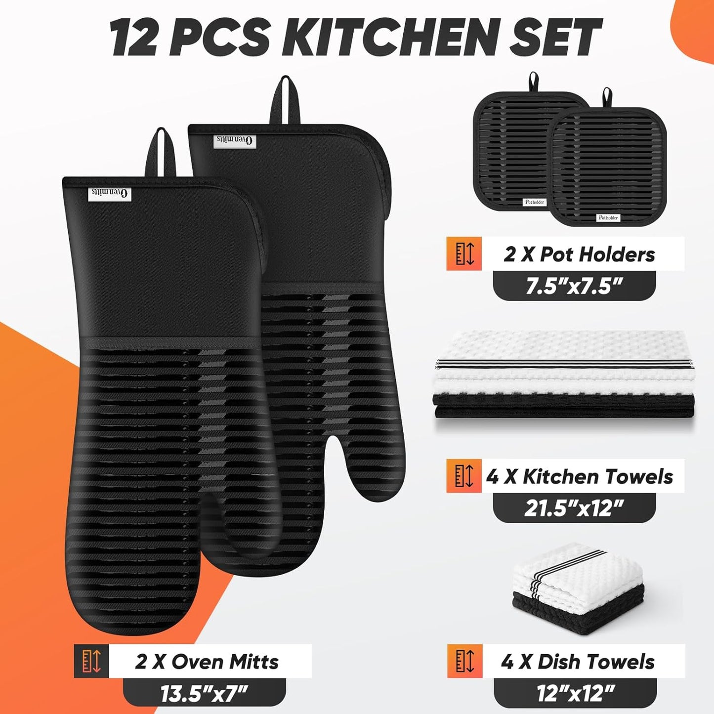 Skiennix Bread Lame Sourdough Scoring Tool Set - Includes Oven Mitts, Towels & Pot Holders