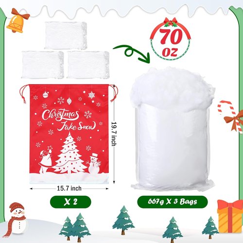 Fovths Christmas Fake Snow Decor - Fluffy Artificial Clouds for Indoor Displays | 70 Ounce/2000g